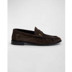 Saint Laurent Suede YSL Penny Loafers CHOCOLATE (10B 40EU)