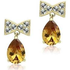 Beige Earrings Precious Stone Women IP Gold Stainless Steel Earrings with AAA Grade CZ in Champagne