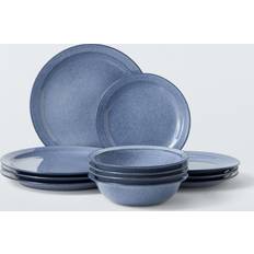 John Lewis Etta Stoneware Dinnerware 12 Piece - Blue Dinner Set 12pcs