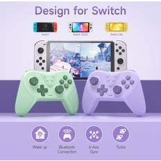 T37 Trådlös Kontroll till Nintendo Switch Grön