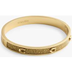 Jewelry Enamel Single Monogram Hinge Bangle - Gold