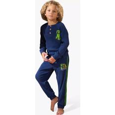 Minecraft Night Garments Angel & Rocket Kids' Minecraft Henley Pyjamas, Blue