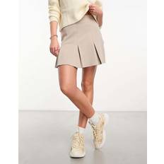 Korta kjolar - Natur ASOS DESIGN Ljusbeige minikjol twill med veck-Naturlig