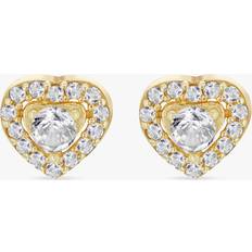 IBB 9ct Gold Cubic Zirconia Halo Heart Stud Earrings