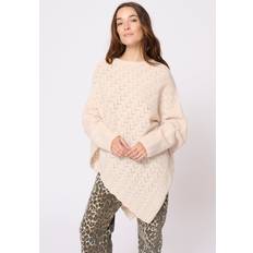 Damen - Weiß Capes & Ponchos Cream CRHoliday O-neck Knit Poncho