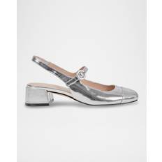 Argento Tacchi e Décolleté Bicolor Mary Jane Slingback Ballerina Pumps SILVER (6.5B)