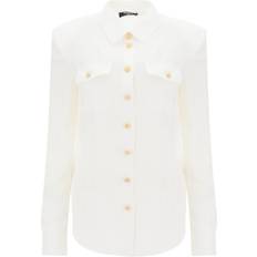 Balmain Overhemden Balmain Silk Shirt With Padded Shoulders - White