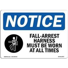 Office Supplies SignMission OSHA Notice Sign 12 x 18 in - Fall-Arrest Harness Must Be