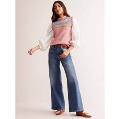 Boden High Rise Wide Leg Jeans, Mid Wash