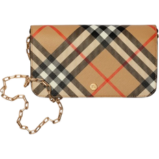 Burberry Check Chain Strap Wallet - Sand