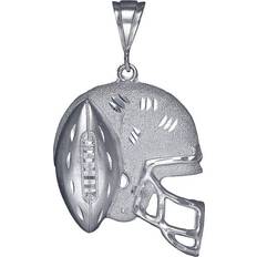 Charms & Pendants EJewelryPlus Sterling Silver Football Helmet Charm Pendant Necklace Grams with Diamond Cut Finish and Figaro Chain