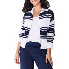 NIC+ZOE Nic Zoe Mixed Stripe Zip Front Sweater Jacket