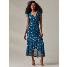 Blue - Wrap Dresses Jolie Moi Heleyna Ruffle Hem Mesh Maxi Dress Teal