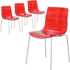 Leisuremod Astor Collection Red Kitchen Chair 31.5" 4pcs
