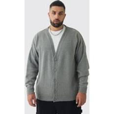 5XL Neuletakit boohooMAN Plus Brushed Knit Oversized Cardigan - Grey