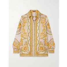 Gold - Women Shirts Versace Barocco Print Silk Shirt