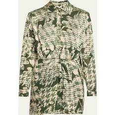 Palmer Satin Mini Dress Combo Autumn Burnout - Dark Sage