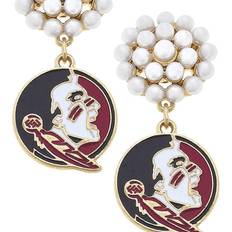 Jewelry Women's Florida State Seminoles Pearl Cluster Enamel Drop Earrings