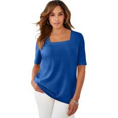 Jessica London T-shirts Jessica London Plus Women's Stretch Cotton Square Neck Tee in Dark Sapphire (Size 18/20) Short Sleeve T-Shirt