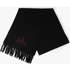 Unisex Scarfs Vivienne Westwood Embroidered Wool Scarf In Black One Size, Colo