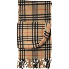 Burberry Women Accessories Burberry Burberry-Check Cashmere Hooded Scarf Scarves Beige-Donna