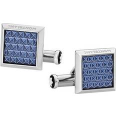 Roestvrij Staal Manchetknopen Montblanc Rectangular Cufflinks With Blue Patterned Inlay - Blue