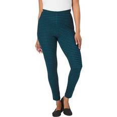 Jessica London Pants & Shorts Jessica London Plus Women's Everyday Stretch Cotton Legging in Teal Black Houndstooth (Size 26/28)