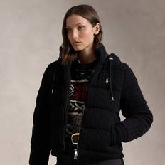 Ralph Lauren Women Coats Ralph Lauren Cable-Knit Hooded Down Coat in Polo Black