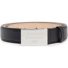Acne Studios Belts Acne Studios Engraved Logo Leather Belt - Black
