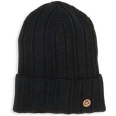 Versace Men Beanies Versace Men's Flat-Rib Wool Beanie Black