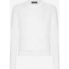 Mies - Silkki Neuleet Dolce & Gabbana Round-neck silk sweater with logo white