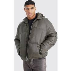 Jassen Quilted Nylon Puffer With Hood - Charcoal Sheen