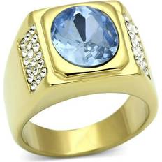 Gold Plated - Men Rings TK730-10 Men IP Gold Stainless Steel Ring - Light Sapphire