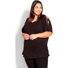 Avenue Clothing Avenue Plus Women's Crochet Cut Out Top in Black (Size 20)