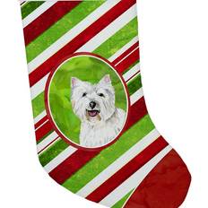 White Stockings Caroline's Treasures Westie Candy Cane Holiday 11 x 18 Multicolor Stocking