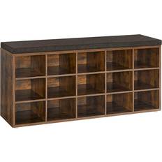 Brown Storage Benches Vasagle Compartments for Living Room Vintage Brown/Maroon Storage Bench 105x48cm