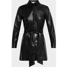 Polyurethane - Woman Dresses Chassidy Vegan Leather Mini Shirtdress BLACK (X-Small)