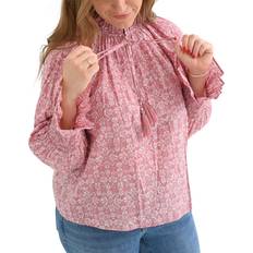 Pomegranate Flounce Sleeve Blouse