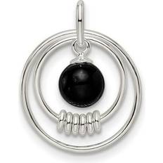 Finest Gold Sterling Silver Polished Onyx Circles Pendant