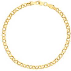 Gold - Unisex Bracelets Yellow Gold Hollow Rolo Chain Bracelet 3.8mm 7.25