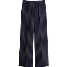 H&M Wide Elegant Trousers - Navy/Pinstripe