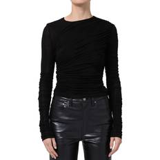 Clothing Agolde Tania Oberteil Aus Gerafftem Stretch-Jersey - Schwarz