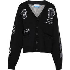 Off-White Cardigans Off-White intarsia-knit wool-blend cardigan men Polyamide/Wool/Cotton Black