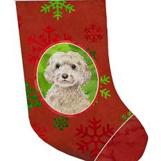Beige Stockings Caroline's Treasures CK3982CS Christmas Snowflakes Cockapoo Stocking