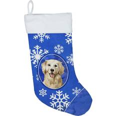 Gold Stockings Caroline's Treasures Golden Retriever Winter Snowflakes Christmas Stocking