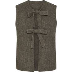 Pieces Silly Knitted Vest - Morel