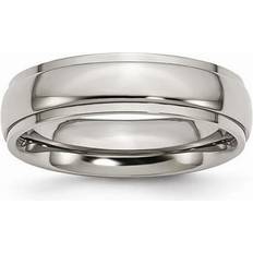 Titanium Rings J Brand mm Titanium Ridged Edge Polished & Brushed Band