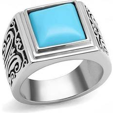 Blue - Men Rings Alamode Jewelry High Polished Stainless Steel Ring - Sea Blue