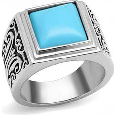 Blue - Men Rings High Polished Stainless Steel Ring - Sea Blue