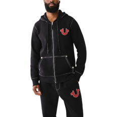 True Religion Big T Cross Stitch Zip Hoodie - Black